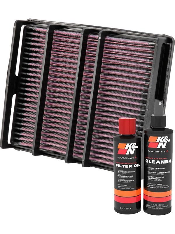 K&N Air Filter Large Size Service Kit Cleaner and Red Oil Plus 2 K&N  Stickers Included