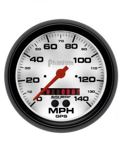 Auto Meter Speedo GPS Enabled Phantom 0-140 MPH 5" Analog Electrical Rall…