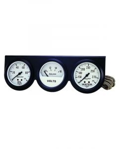 Auto Meter Gauge Console OILP/WTMP/Volt 2-5/8", 100PSI/280°F/16V, Wht Dial