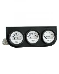 Auto Meter Gauge Console OILP/WTMP/Volt 2-1/16" 100PSI/280°F/16V Whte Dial