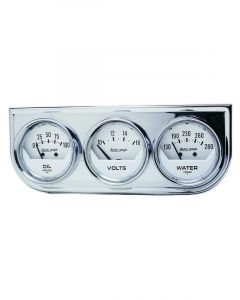 Auto Meter Gauge Console OILP/WTMP/Volt 2-1/16",100PSI/280 °F/16V Wht Dial