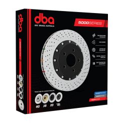 DBA 5000 Cross-Drilled Slotted Disc Brake Rotor (Single) Silver Left 390mm