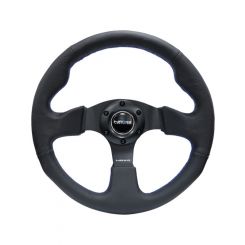 NRG Reinforced Steering Wheel 320mm Black Leather w/Blue Stitching