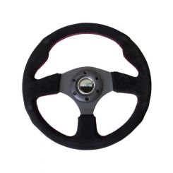 NRG Reinforced Steering Wheel 320mm Suede w/Red Stitch