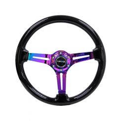NRG Reinforced Steering Wheel 350mm / 3" Deep Blk Wood w/Blk Matt