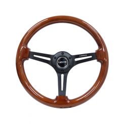 NRG Reinforced Steering Wheel 350mm / 3" Deep Brown Wood w/Blk Ma