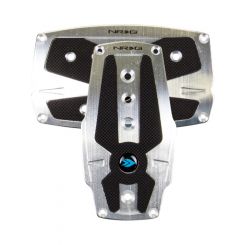 NRG Brushed Aluminum Sport Pedal A/T Silver w/Black Rubber Inserts