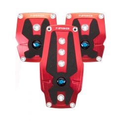 NRG Brushed Aluminum Sport Pedal M/T Red w/Black Rubber Inserts