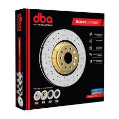 DBA 5000 Cross-Drilled Slotted Disc Brake Rotor (Single) Black 356mm