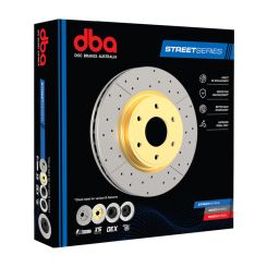 DBA Cross-Drilled Slotted Disc Brake Rotor (Single) Gold 356mm